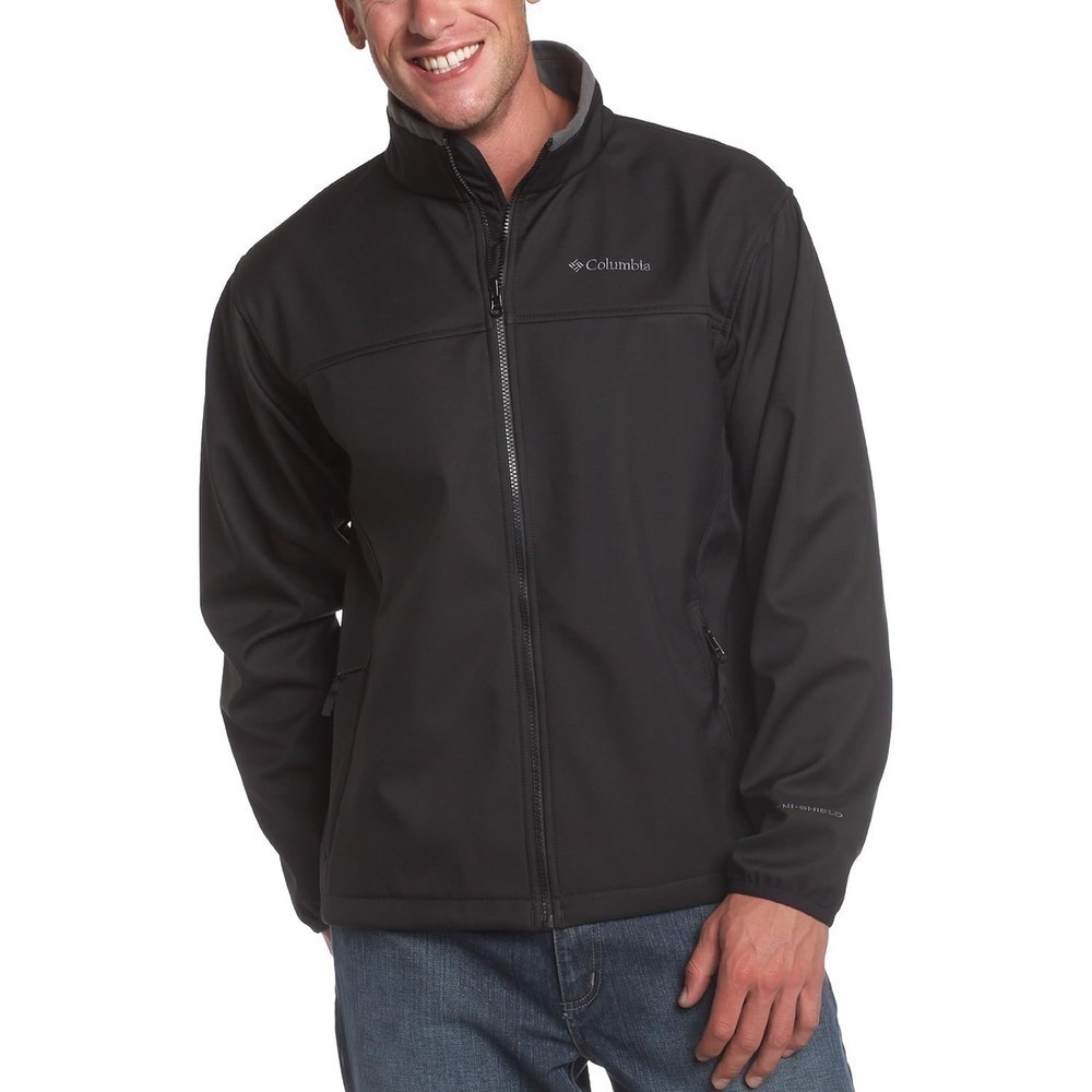 Columbia Men's Ascender Softshell Jacket Black Size Large Windbreaker 1559591